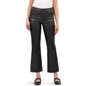 KUT from the Kloth Kelsey Black Coated High Rise Ankle Flare Cropped Raw Hem 14